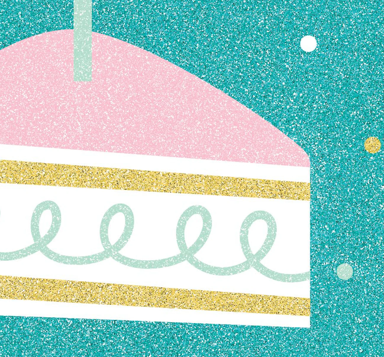 Design Design Handcrafted Birthday Card – Glitter Cake Slice – 1 Card & 1 Envelope - Image 2