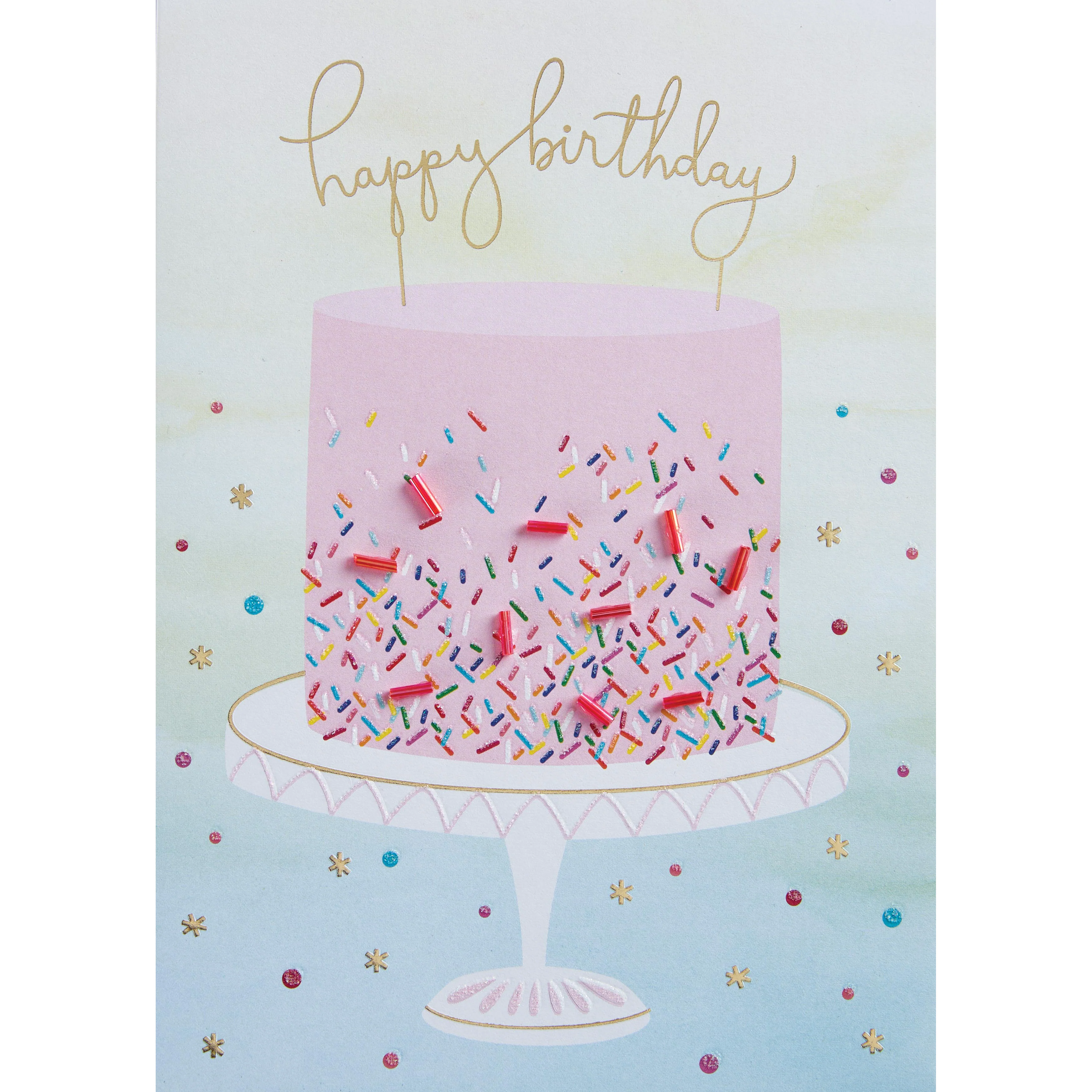 Design Design Handcrafted Birthday Card – Sprinkles Cake – 1 Card & 1 Envelope