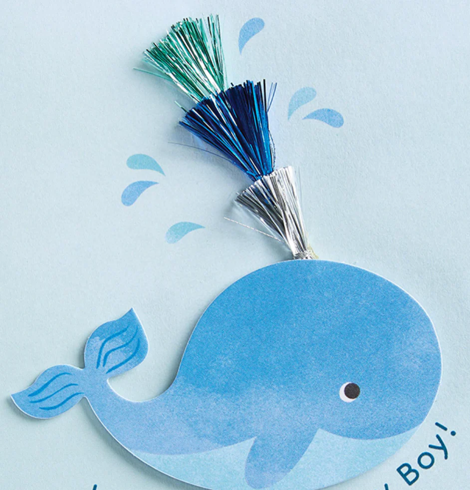 Design Design Handcrafted Card – Baby Boy Whale – 1 Card & 1 Envelope - Image 2