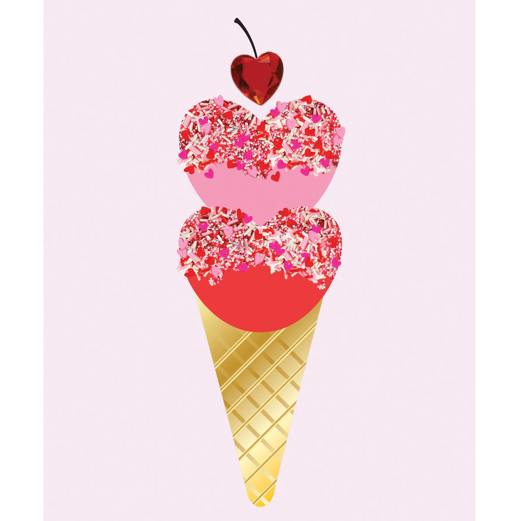 Design Design Handcrafted Valentines Card – Scoops– 1 Card & 1 Envelope