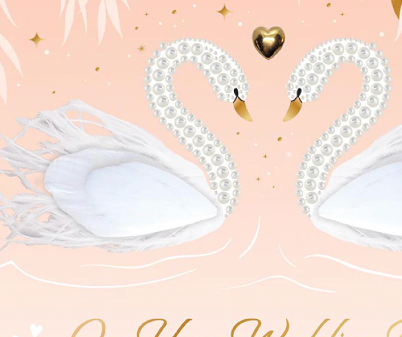 Design Design Handcrafted Wedding Card – Swans – 1 Card & 1 Envelope - Image 2