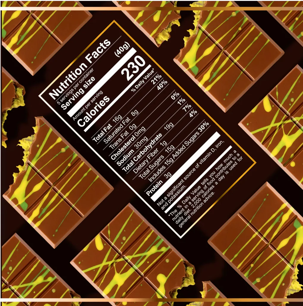 Dubai Milk Chocolate Bar - Handcrafted Pistachio Creme - Crispy Knafeh – 200g ** - Image 2