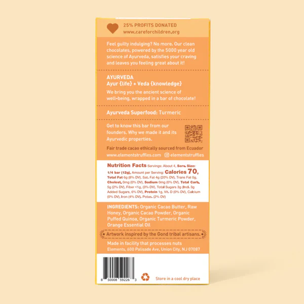 Elements Truffles Chocolate Bar – 1.8 oz. – Orange Crunch ** - Image 2