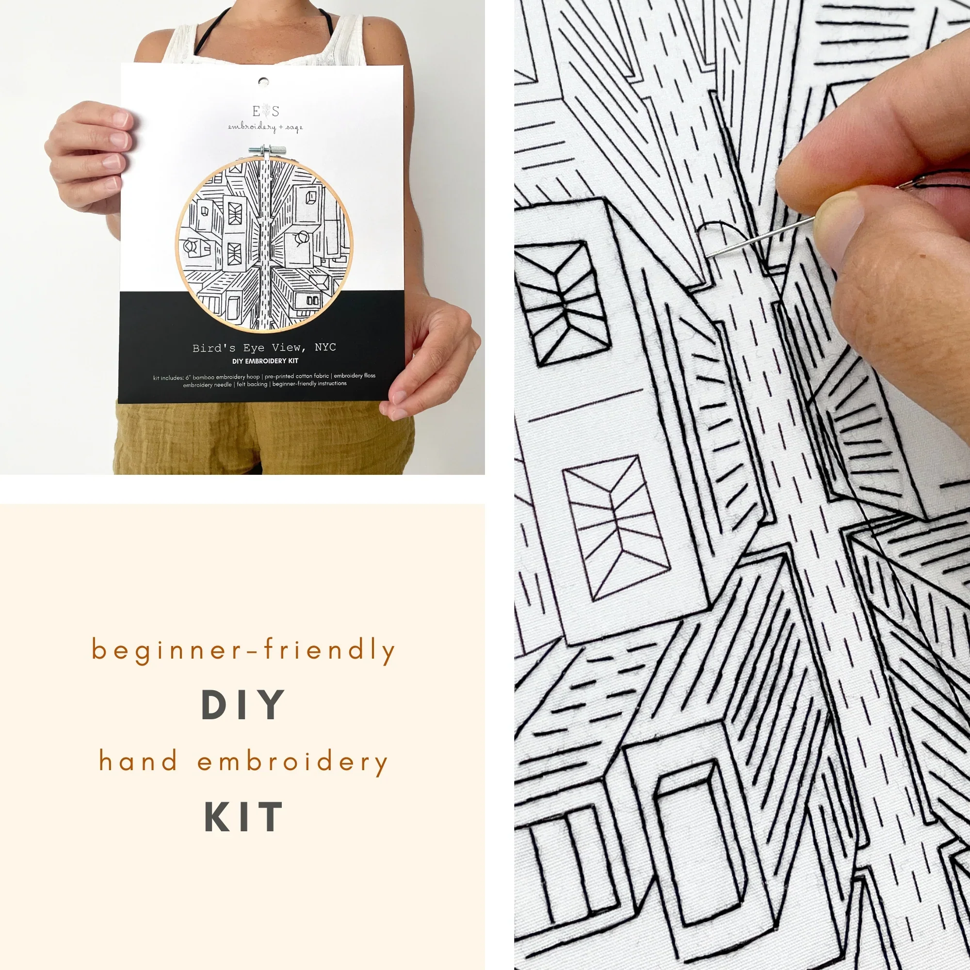 Embroidery & Sage – Bird's Eye View NYC - Embroidery Kit - Image 3