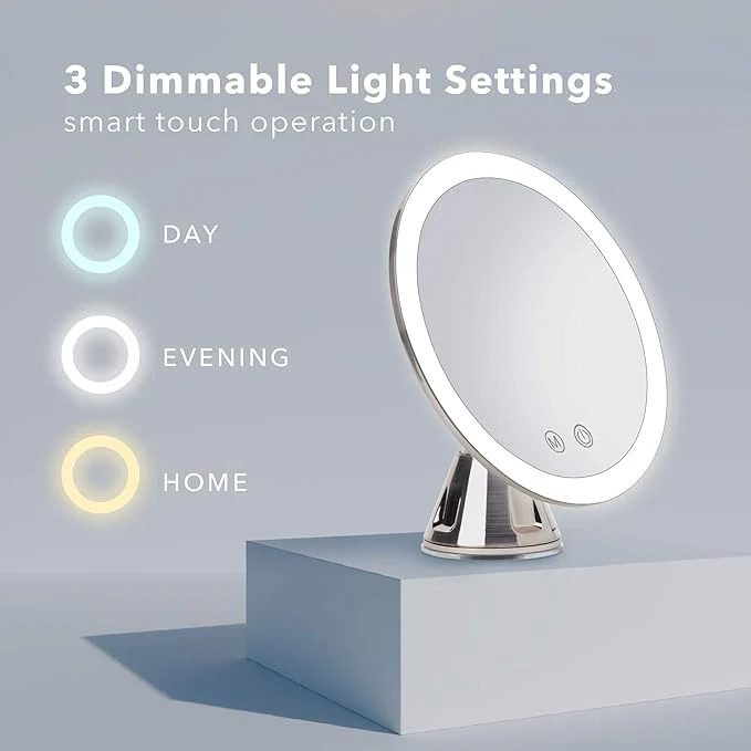 Fancii Lana LED Lighted 10X Magnifying Makeup Mirror – Rechargeable | Dimmable – 8" - Image 6