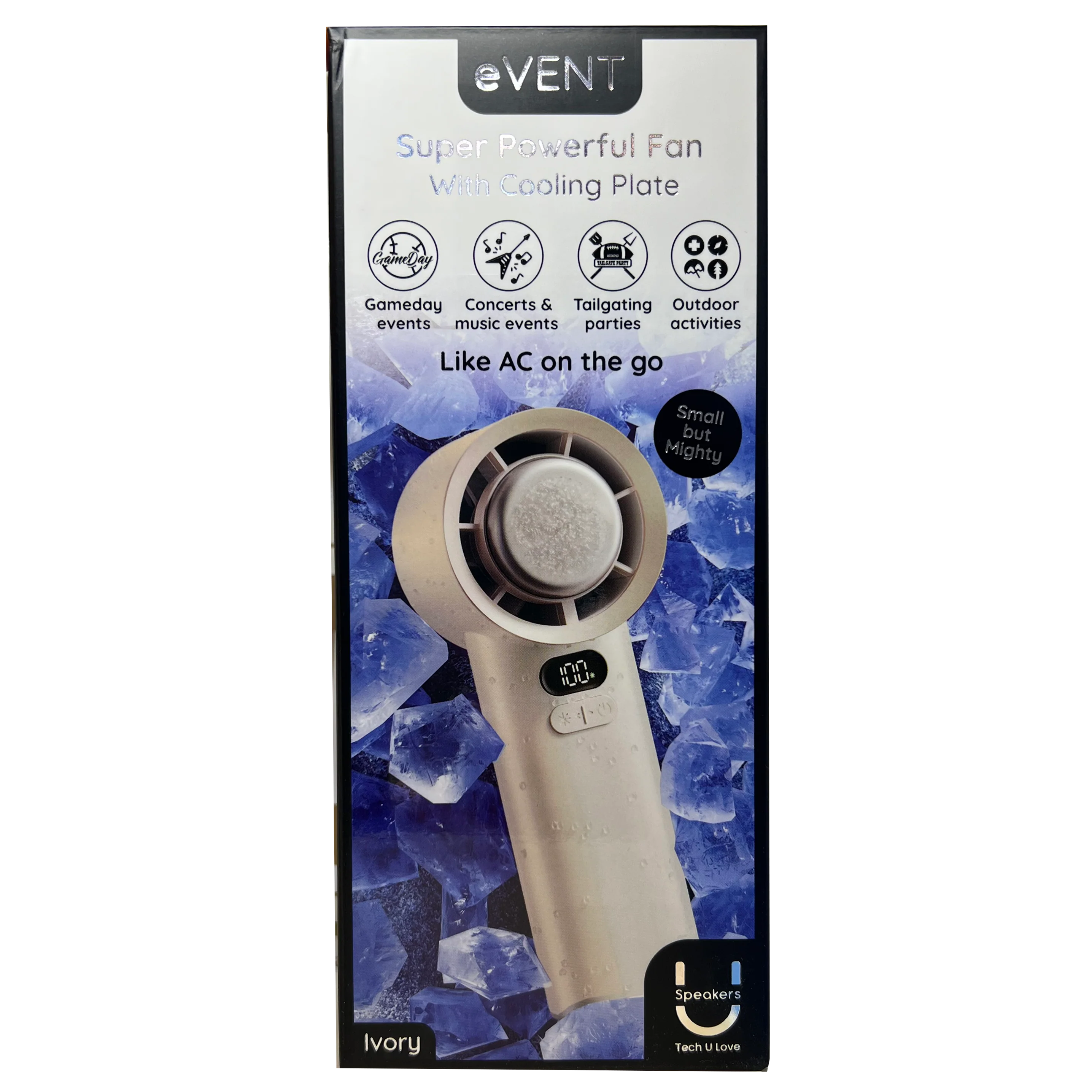 Fashionit eVENT Super Powerful Hand Held Fan With Cooling Plate – Ivory - Image 2