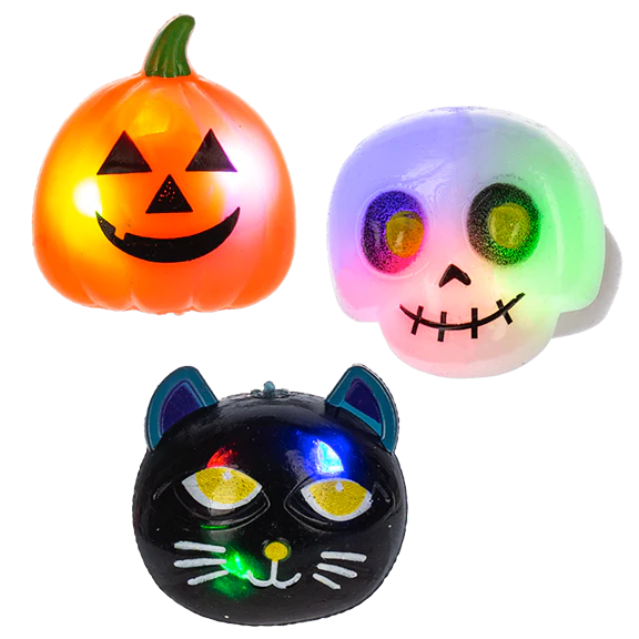Flashing Halloween Rings –  Assorted Styles – Sold Individually