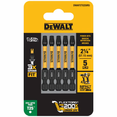 FlexTorq T25 Driver Bits – Impact Ready – 2.25" – 5-Pk.
