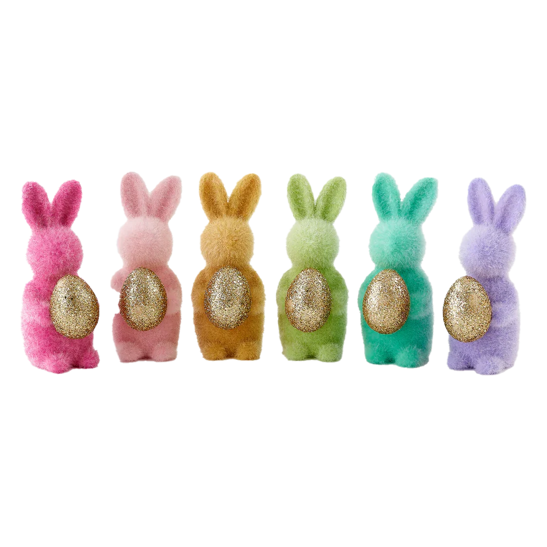 Flocked Bunny With Golden Egg – 6" – Assorted Colors – Each Sold Separately - Image 3
