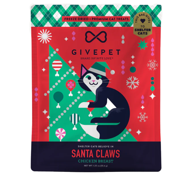 Freeze-Dried Holiday Cat Treats – Santa Claws – 1.25 oz. Bag