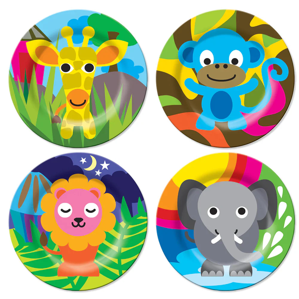 French Bull Kids Everyday Melamine 4 Piece Plate Set – Jungle Animals - Image 2