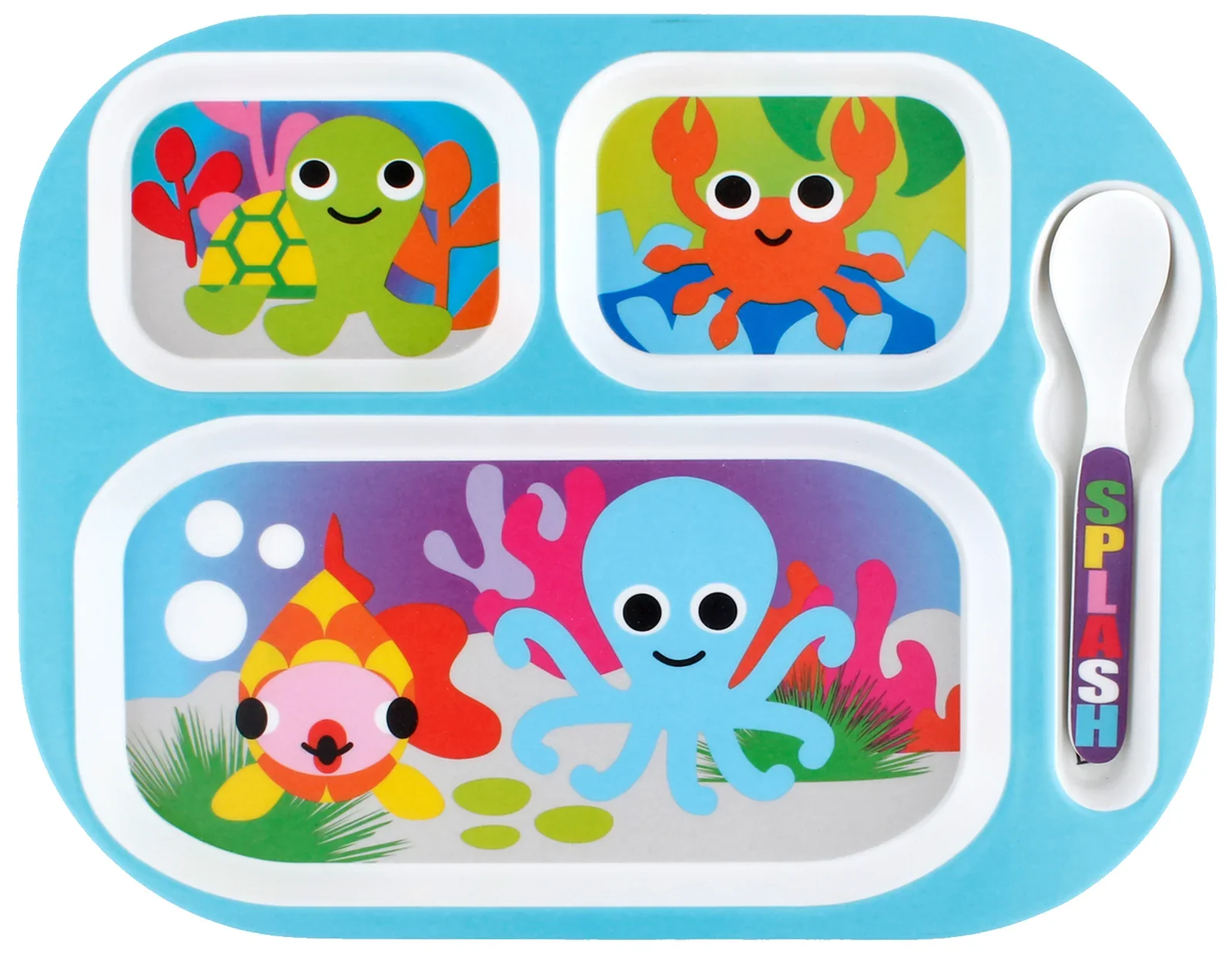 French Bull Kids Everyday Melamine 4 Piece Tableware Set – Ocean Animals - Image 2