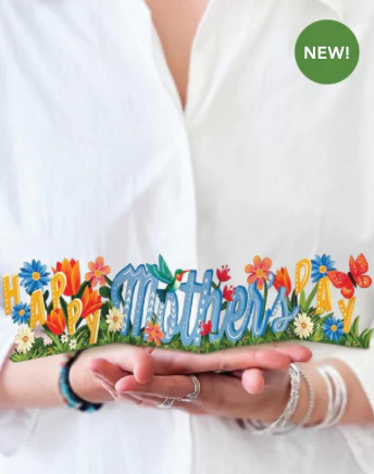 Fresh Cut Paper Accordion Style Greeting Card – Mother's Day Wishes – 18" - Image 3