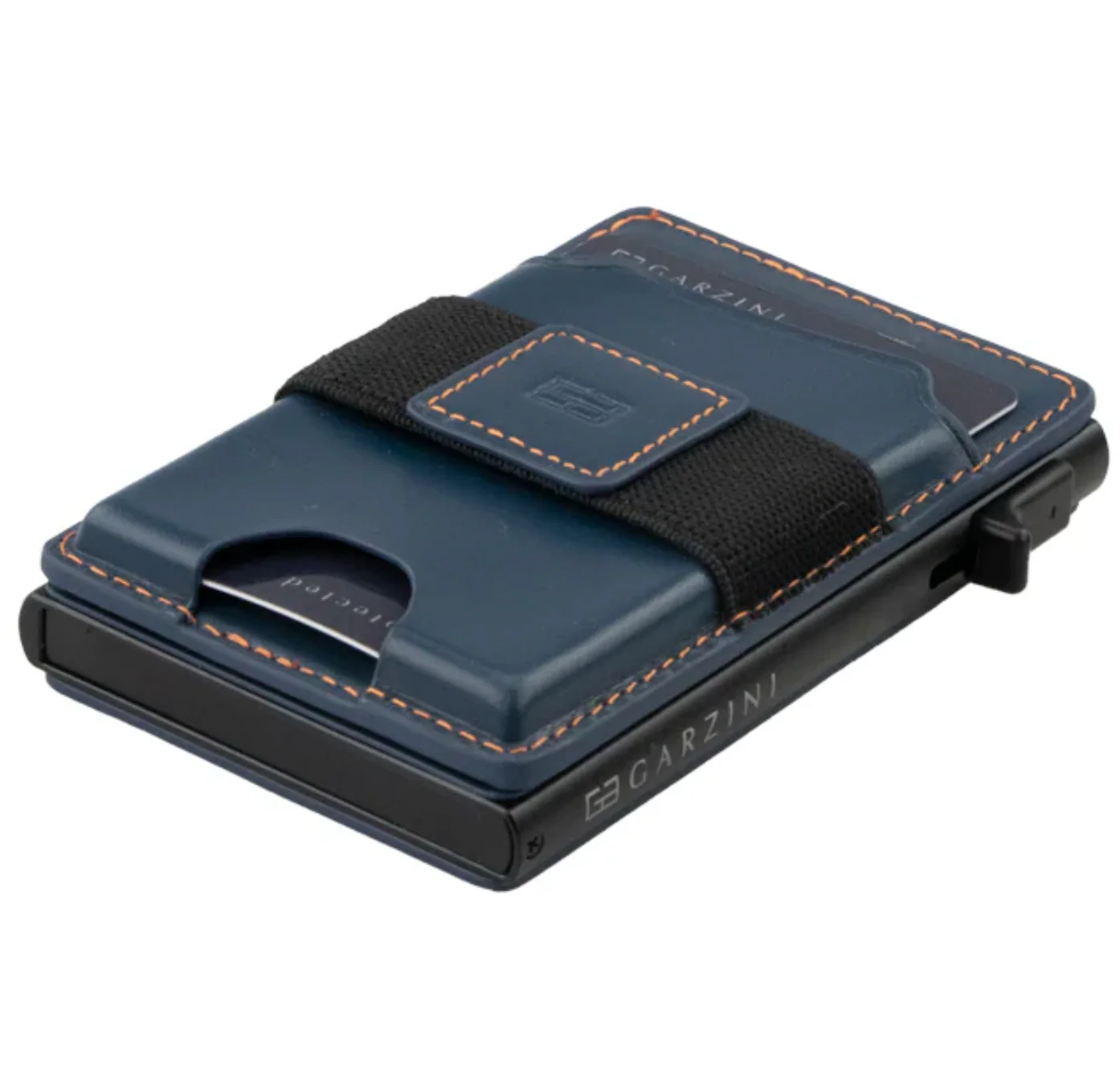 Garzini Magsafe Dual Functionality Leather Wallet & Metal Card Holder – Blue Orange