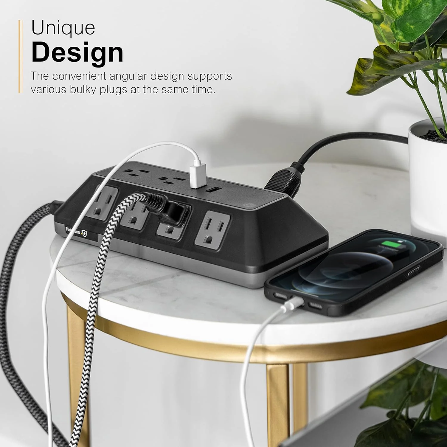 GE Surge Protector Power Strip – 10 Outlets – 2 USB – 4 Ft. Cord - Image 5
