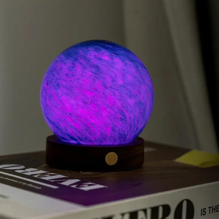 Gingko AstraGlass Light Hand Blown & Painted Artisanal Glass Orb – 5" – Galaxy Breeze - Image 2