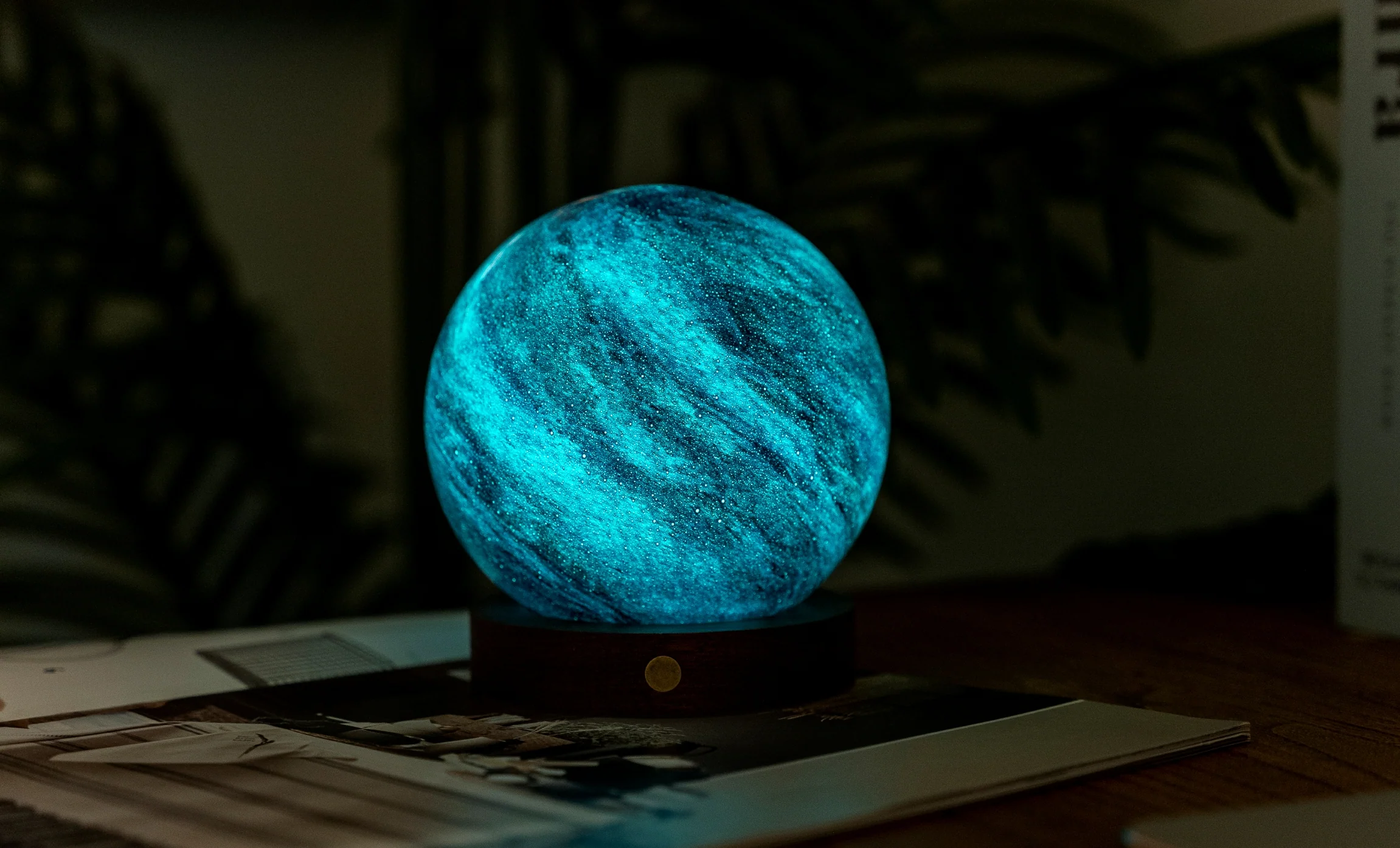 Gingko AstraGlass Light Hand Blown & Painted Artisanal Glass Orb – 5" – Galaxy Breeze - Image 3