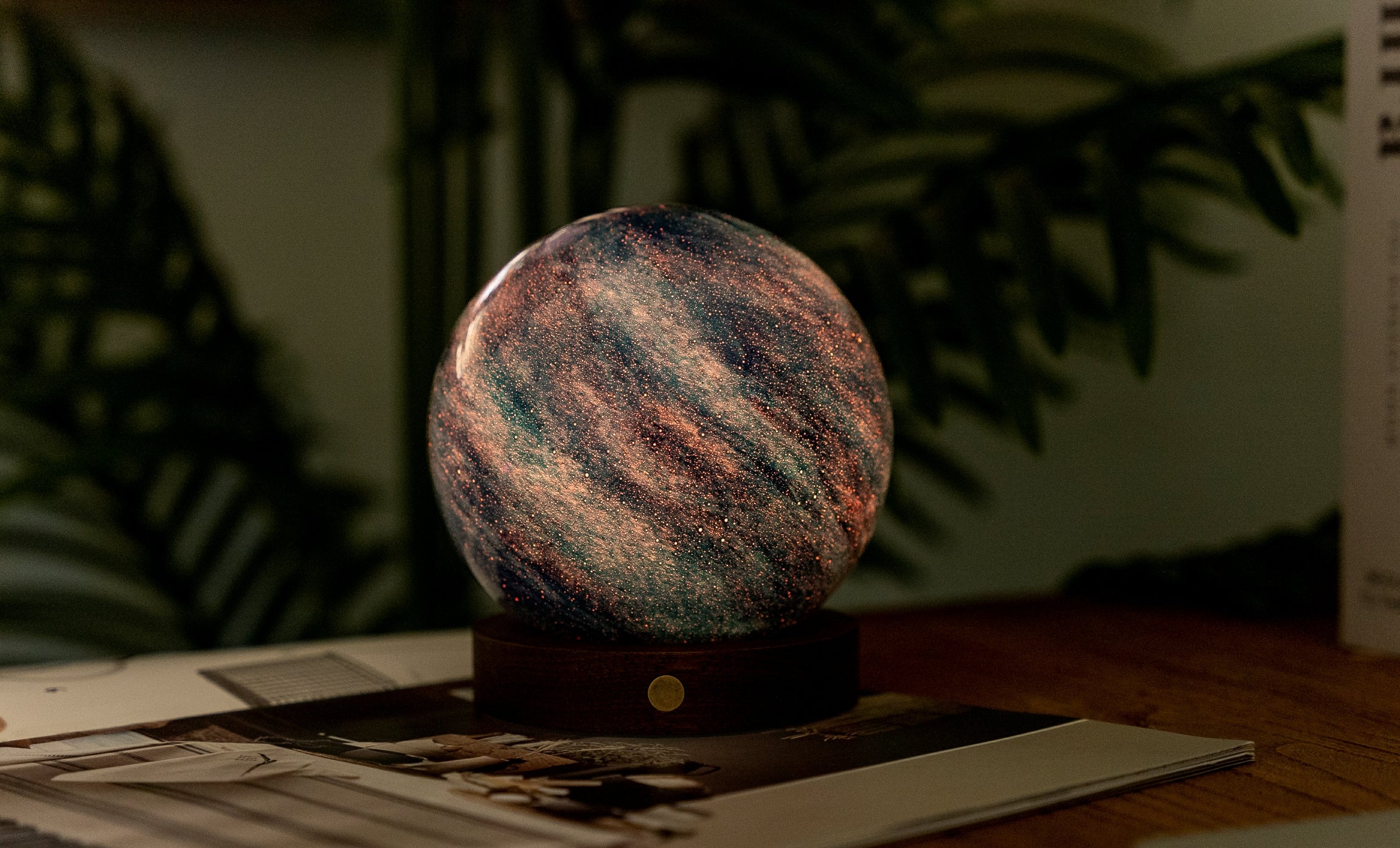 Gingko AstraGlass Light Hand Blown & Painted Artisanal Glass Orb – 5" – Galaxy Breeze - Image 5