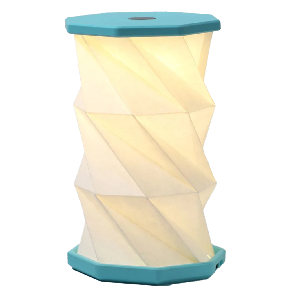 Gingko Folding Twist Mini Hexagon Lamp – Lagoon Teal – 3.25" x 6"