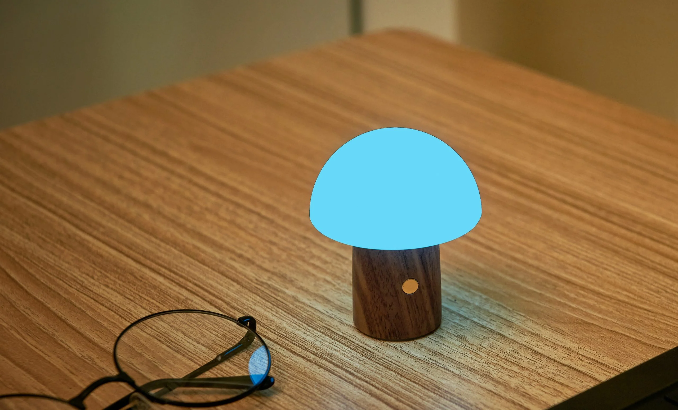 Gingko Super Mini Alice Mushroom Lamp – Walnut Finish – 2.5" x 3" - Image 6