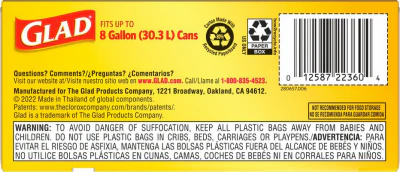 Glad Medium Kitchen/Bathroom Trash Bags – Fragrance Free – 8Gallon – 26-Ct. - Image 2