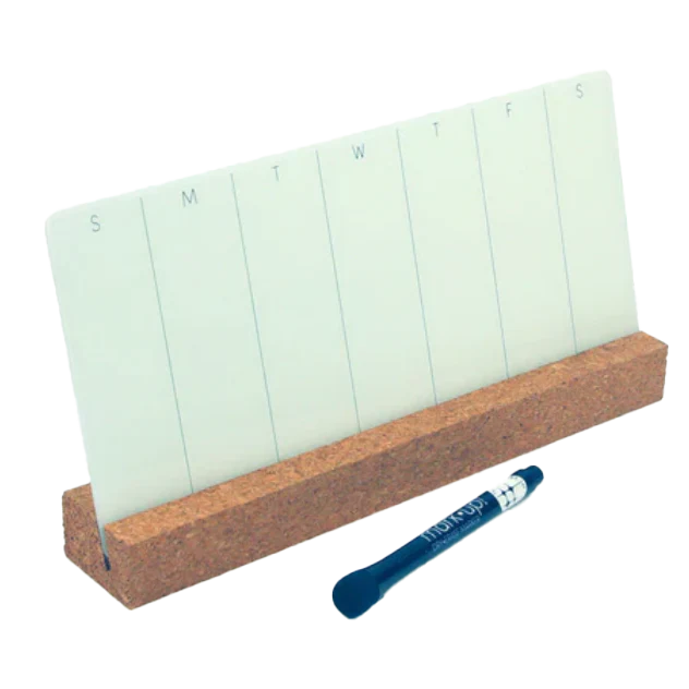 Glassencorque Wide Weekly Desktop Dry-Erase Board – 6" x 12"
