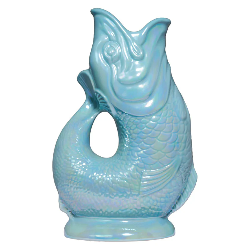 Gluggle Jug Fish Pitcher XL – Eau De Nil – 11" x 7"