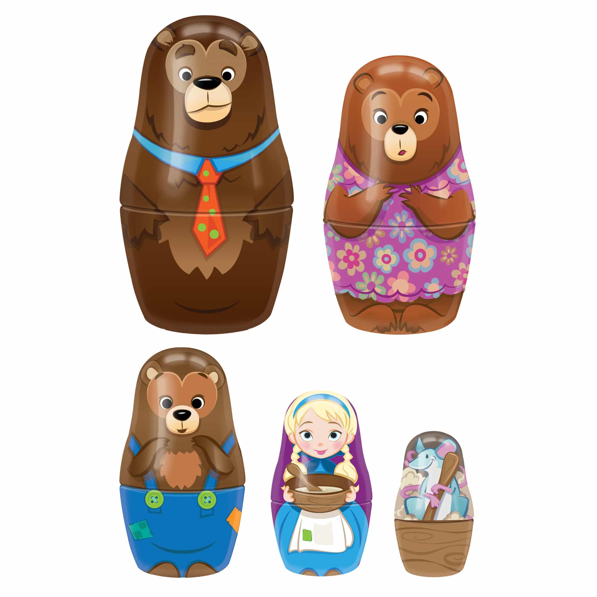 Goldilocks & The Three Bears Nesting Dolls Toy for Kids - Image 4
