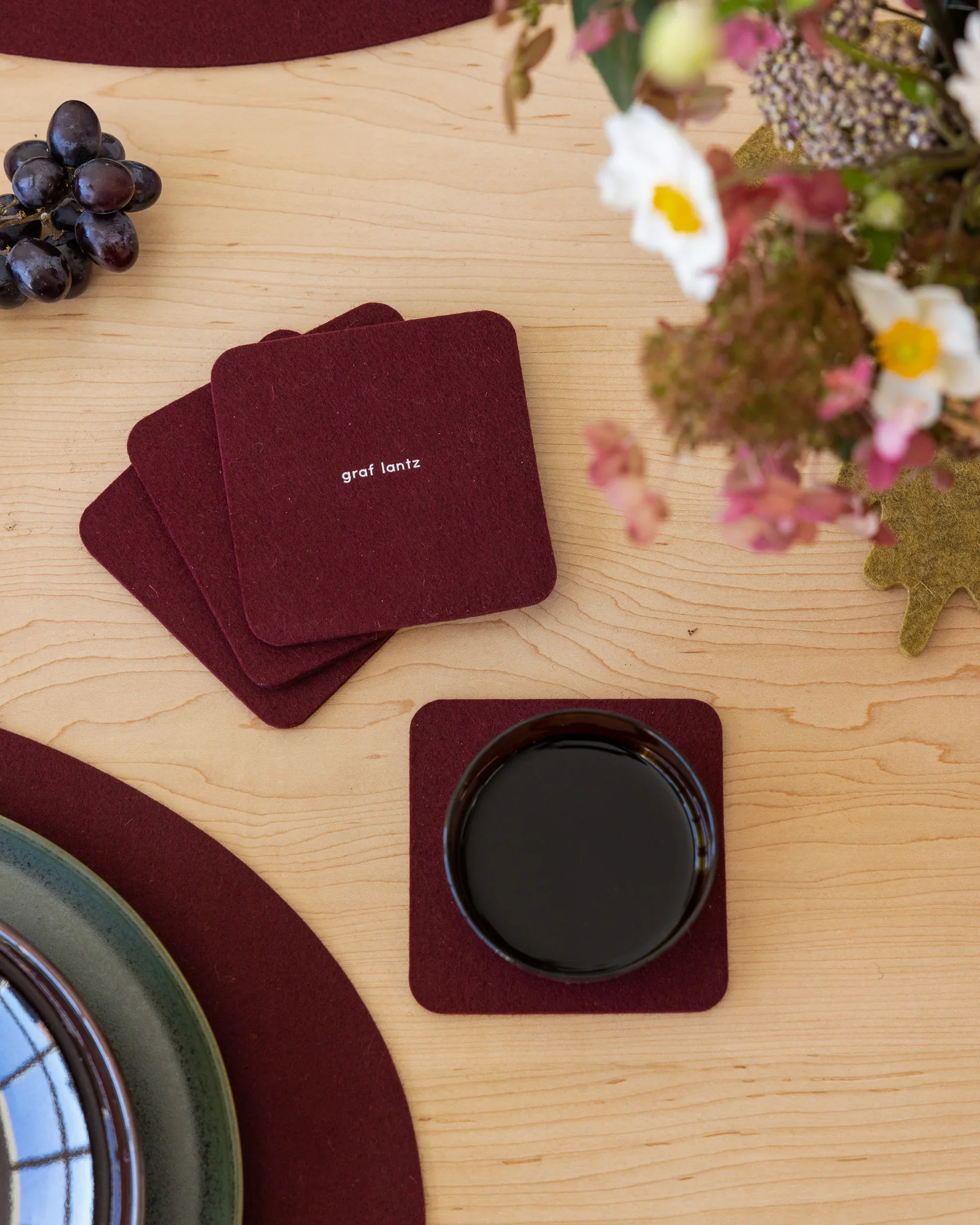 Graf Lantz Bierfilzl Square Felt Coaster – Burgundy – 4pk - Image 2