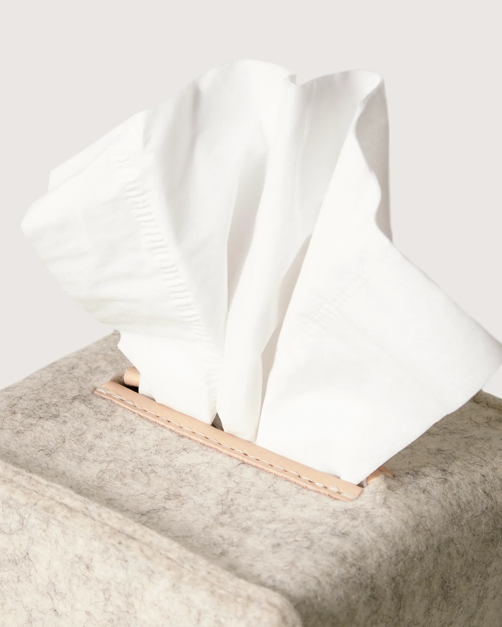 Graf Lantz Small Felt Tissue Box Cover – Heather White - Image 2