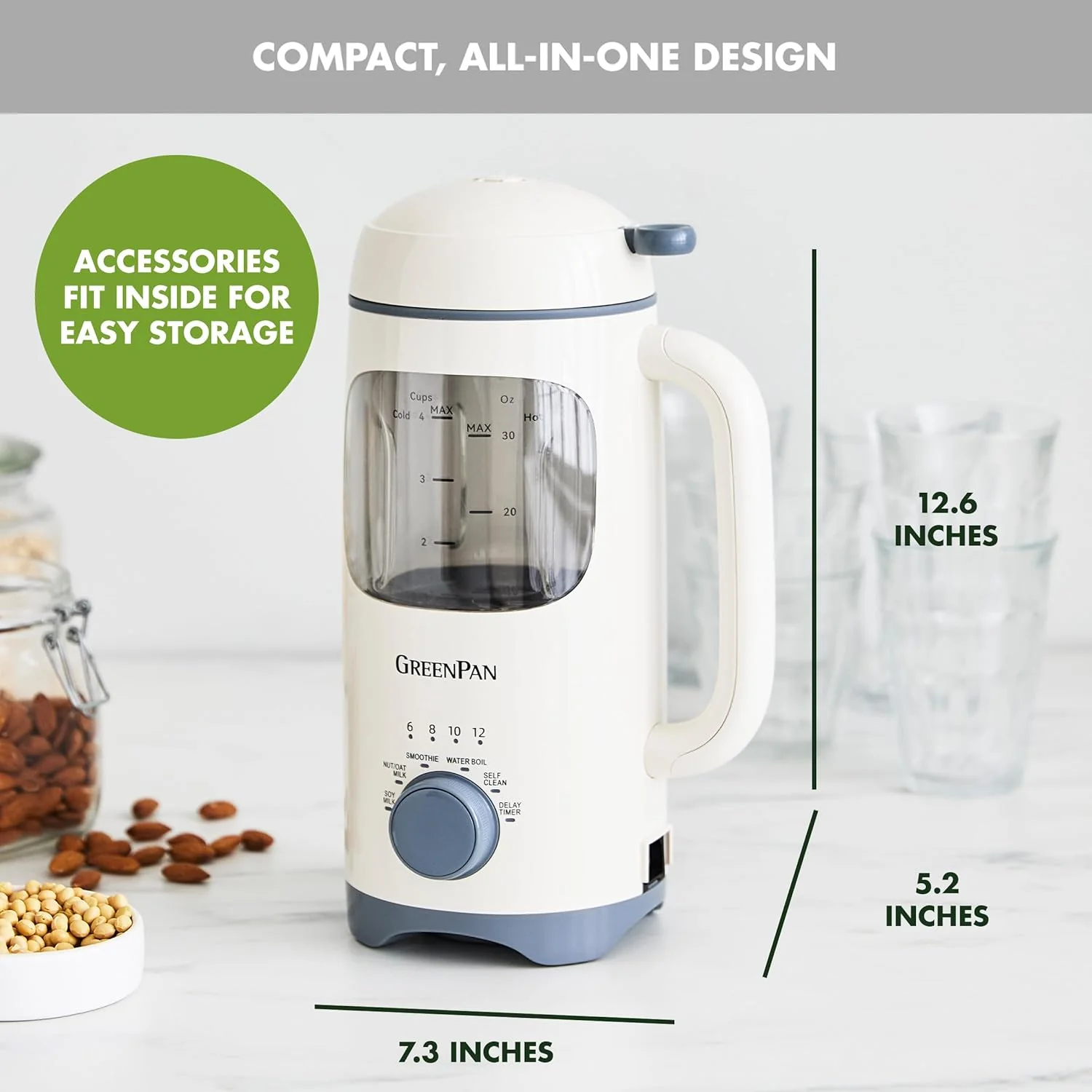 GreenPan Nut Milk Maker – 15-in-1 for Homemade Plant-Based Non-Dairy Beverages – 30oz - Image 4