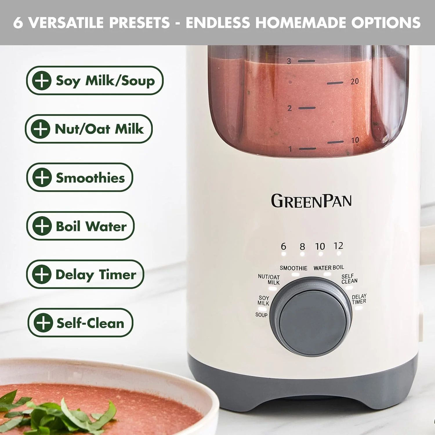 GreenPan Nut Milk Maker – 15-in-1 for Homemade Plant-Based Non-Dairy Beverages – 30oz - Image 5