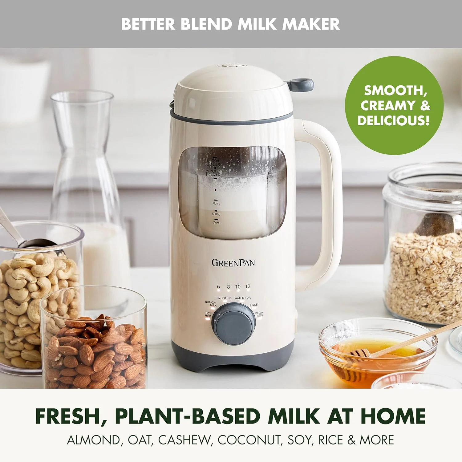 GreenPan Nut Milk Maker – 15-in-1 for Homemade Plant-Based Non-Dairy Beverages – 30oz - Image 9