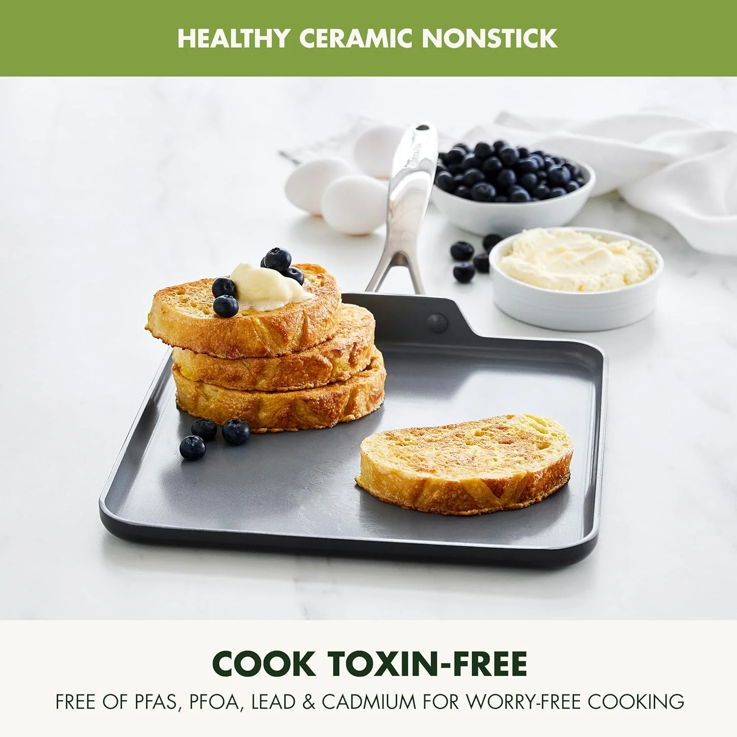 GreenPan Valencia Pro Hard Anodized Healthy Ceramic Nonstick Griddle Pan – 11" - Image 5
