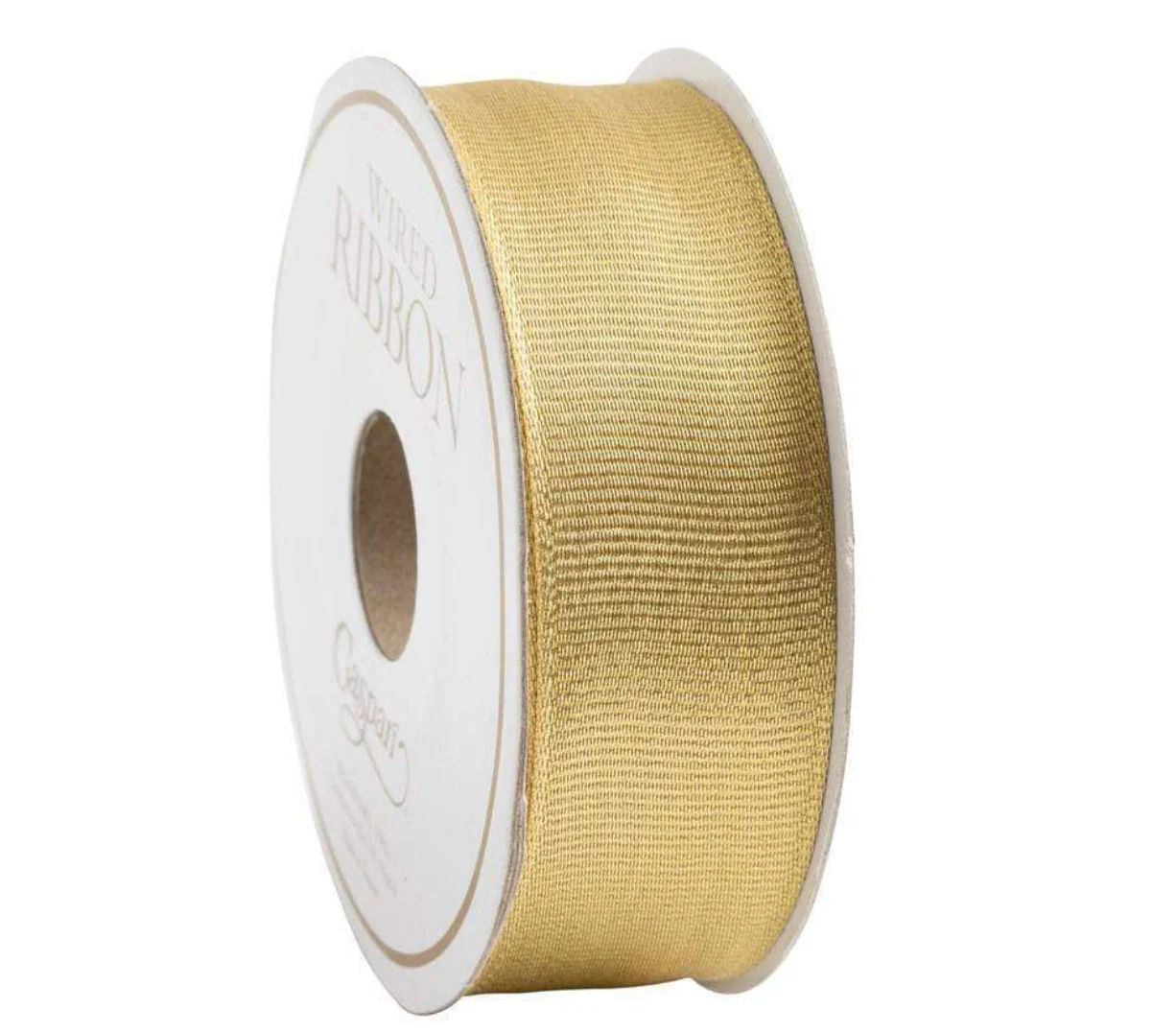 Grosgrain Gold Metallic Wired Ribbon - 1"w x 6 Yard Spool - Image 2