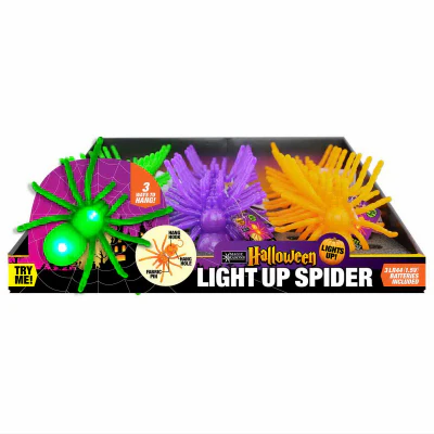 Halloween Light Up Spider – 4" – Assorted Colors - Image 2