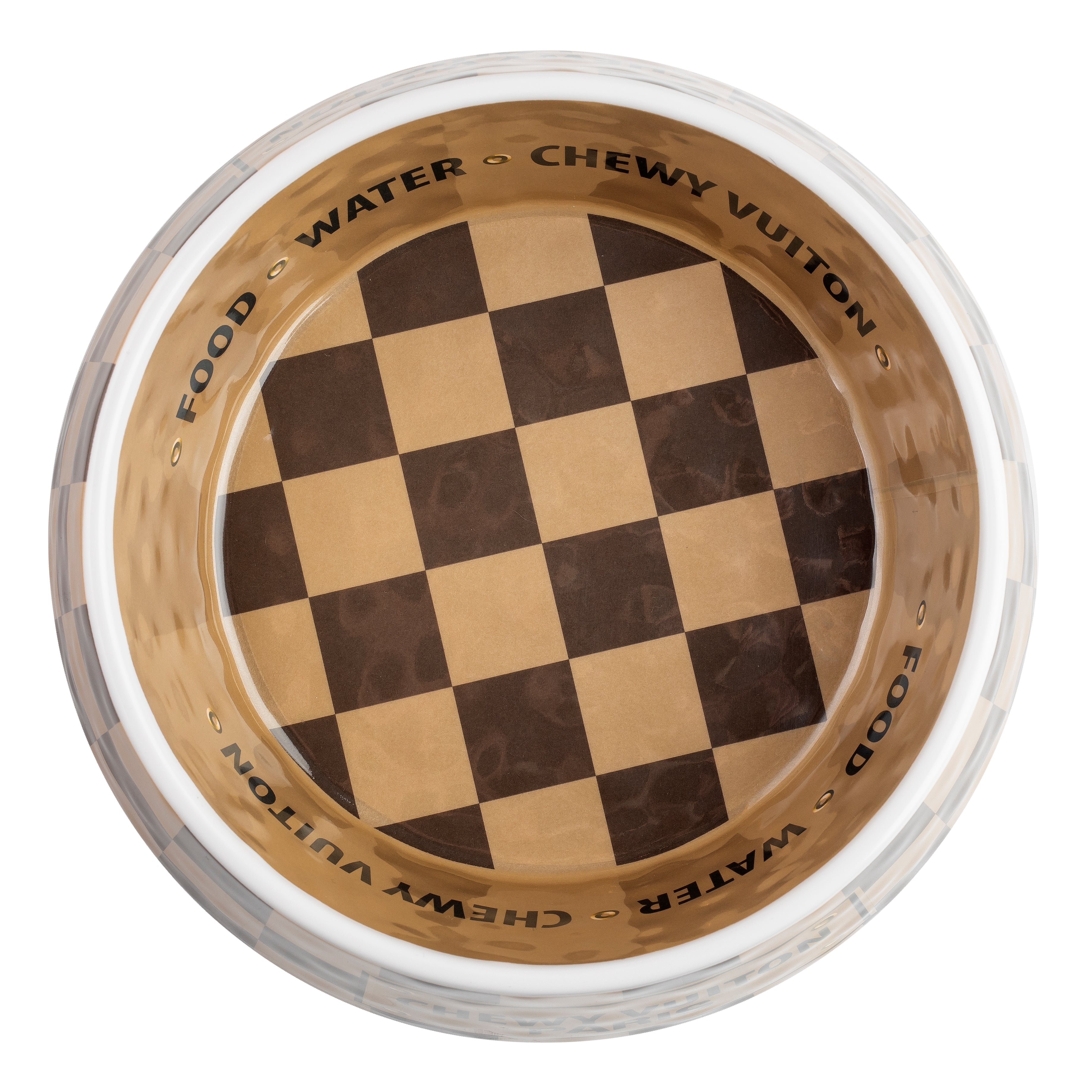 Haute Diggity Dog Designer Inspired Pampered Pooch Checker Chewy Vuiton Bowl - Large - Image 3
