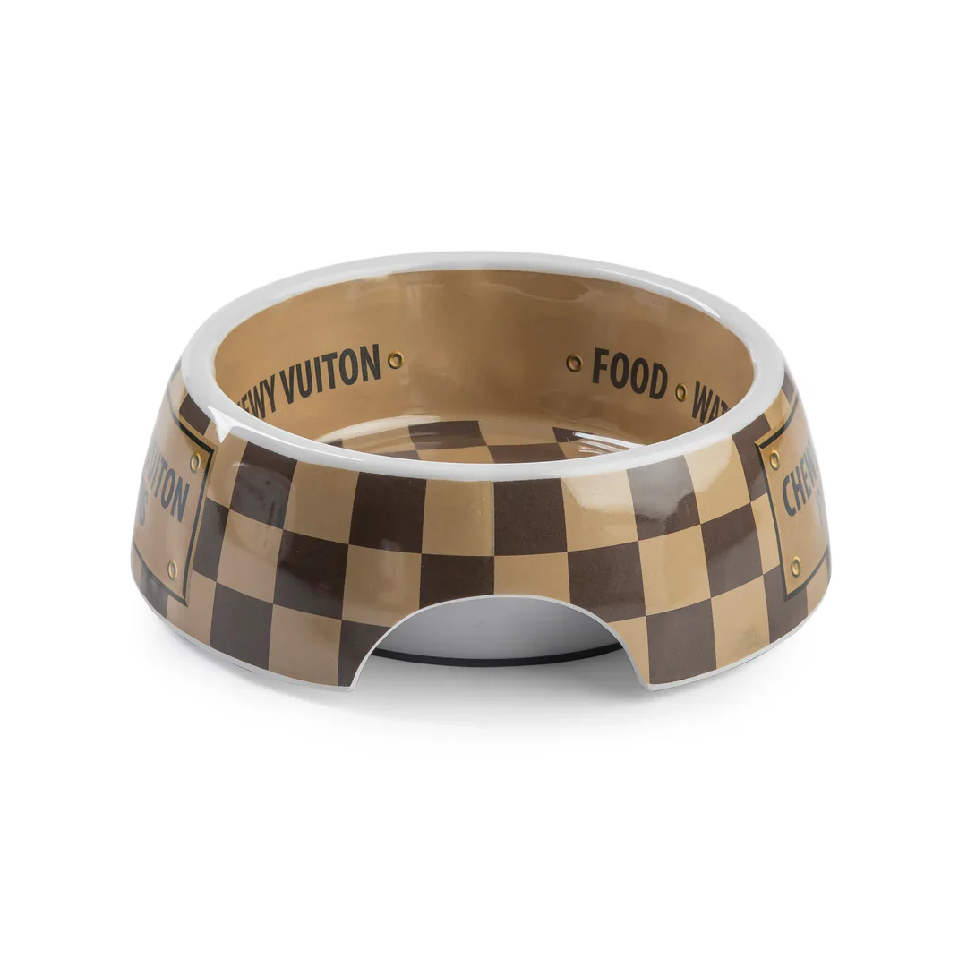 Haute Diggity Dog Designer Inspired Pampered Pooch Checker Chewy Vuiton Bowl - Small - Image 2