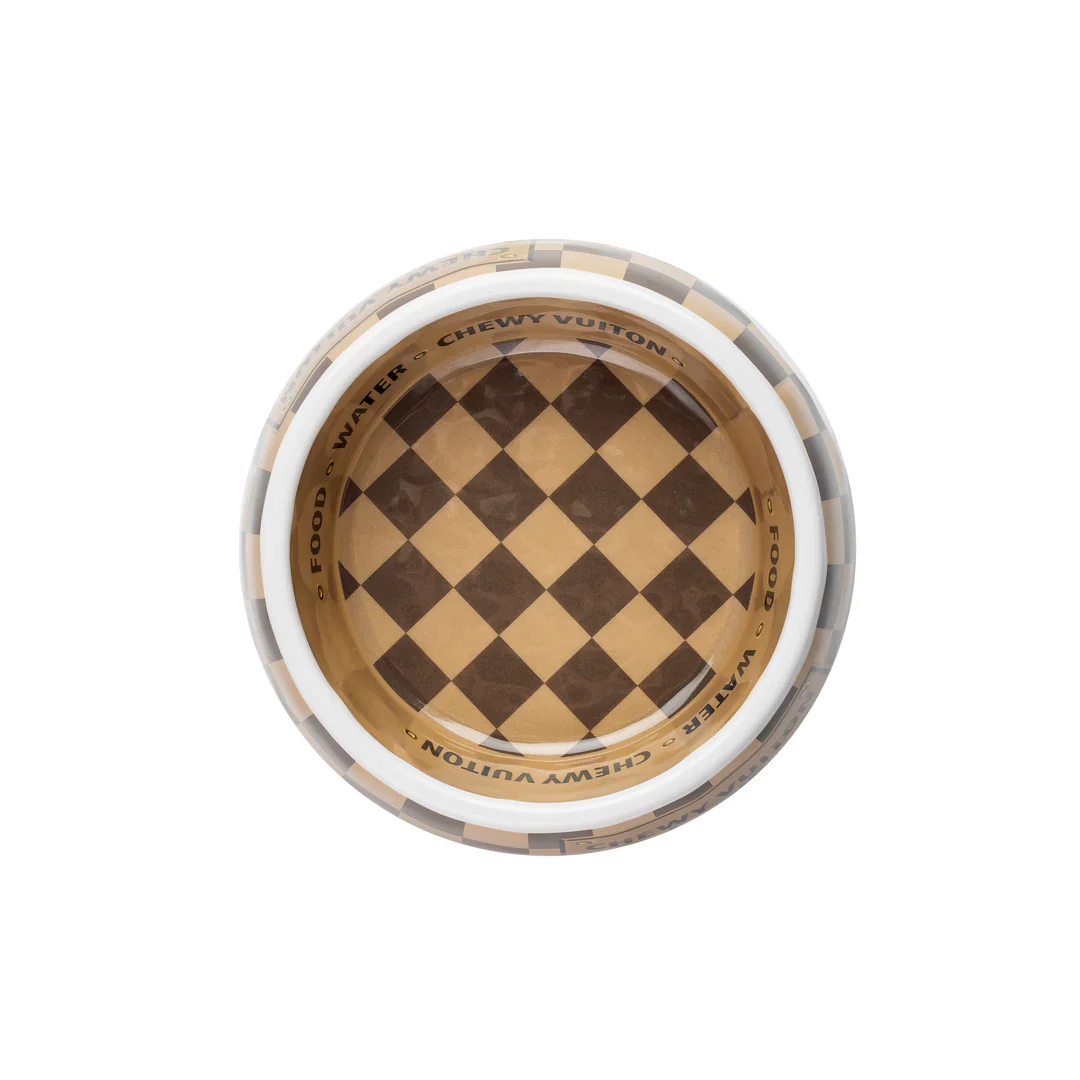 Haute Diggity Dog Designer Inspired Pampered Pooch Checker Chewy Vuiton Bowl - Small - Image 3