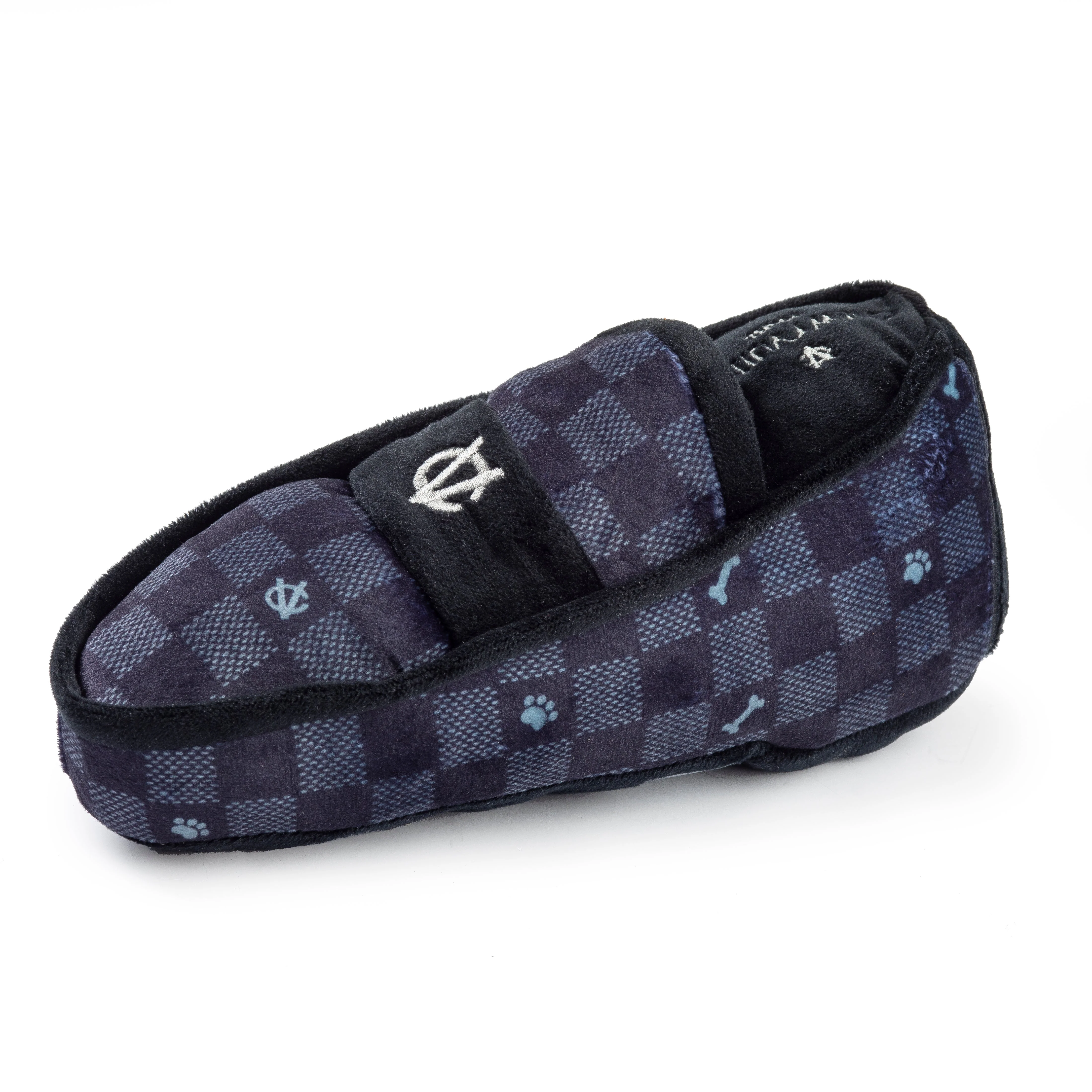 Haute Diggity Dog Designer Inspired Plush Dog Toy – Black Checker Chewy Vuiton Loafer