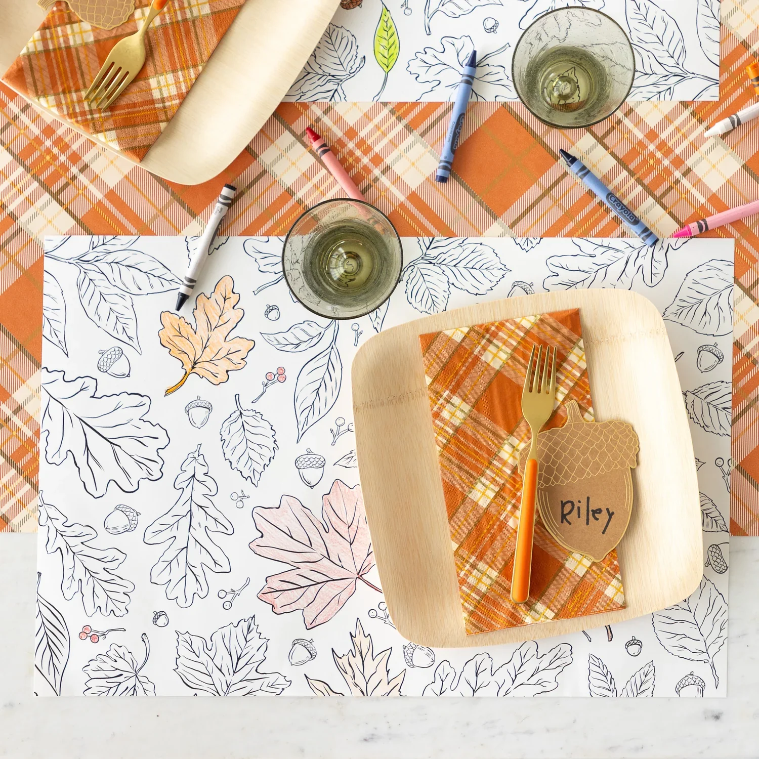 Hester & Cook Die-Cut Coloring Paper Placemats – Leaves – Pack of 18 - Image 3
