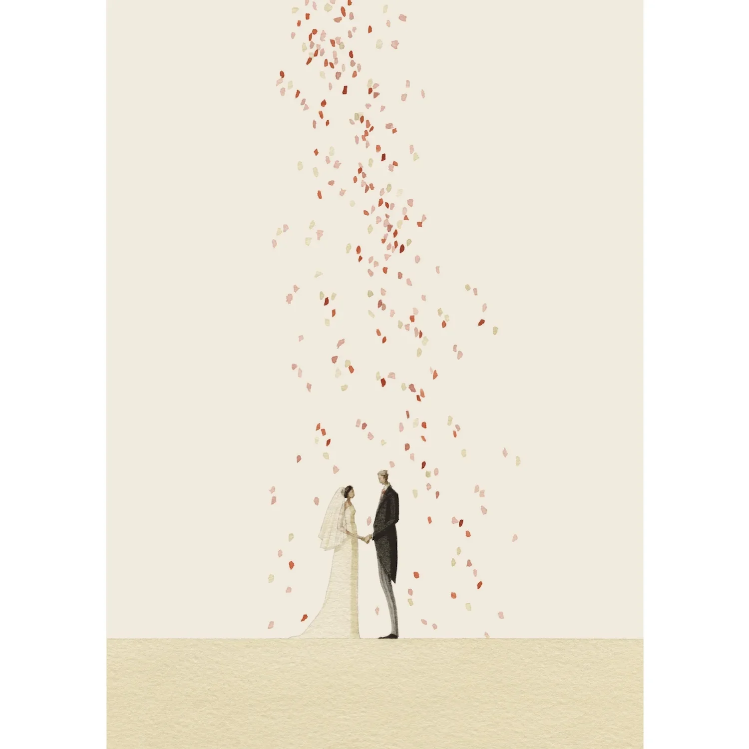 Hester & Cook Hand Painted Greeting Card – Confetti Wedding – 1 Card & 1 Envelope