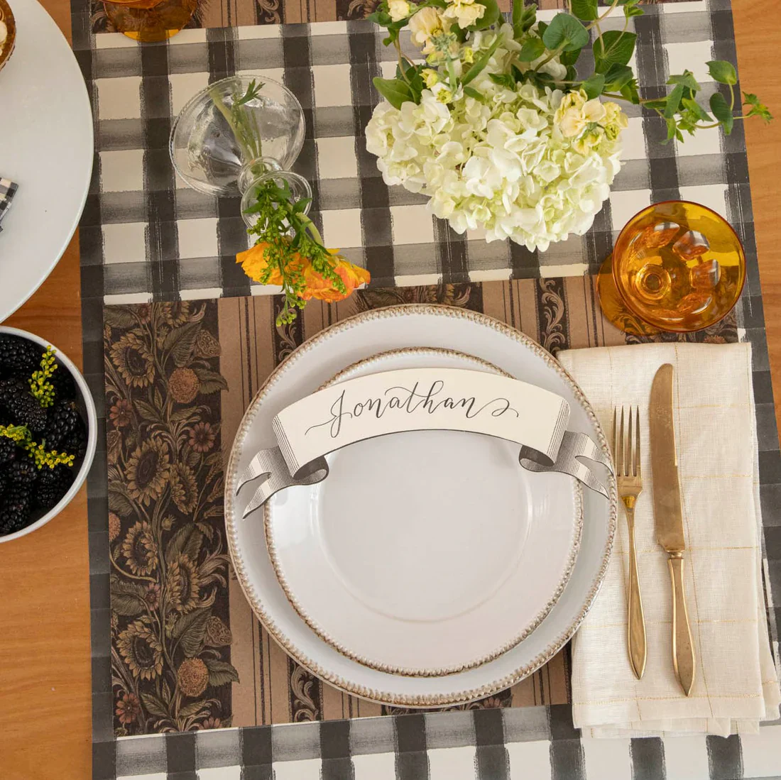 Hester & Cook Paper Placemats - Black Banner Table Accent – Set of 12 - Image 2
