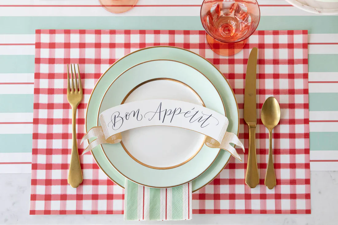 Hester & Cook Paper Placemats - Red Painted Check – 18 Per Package - Image 2