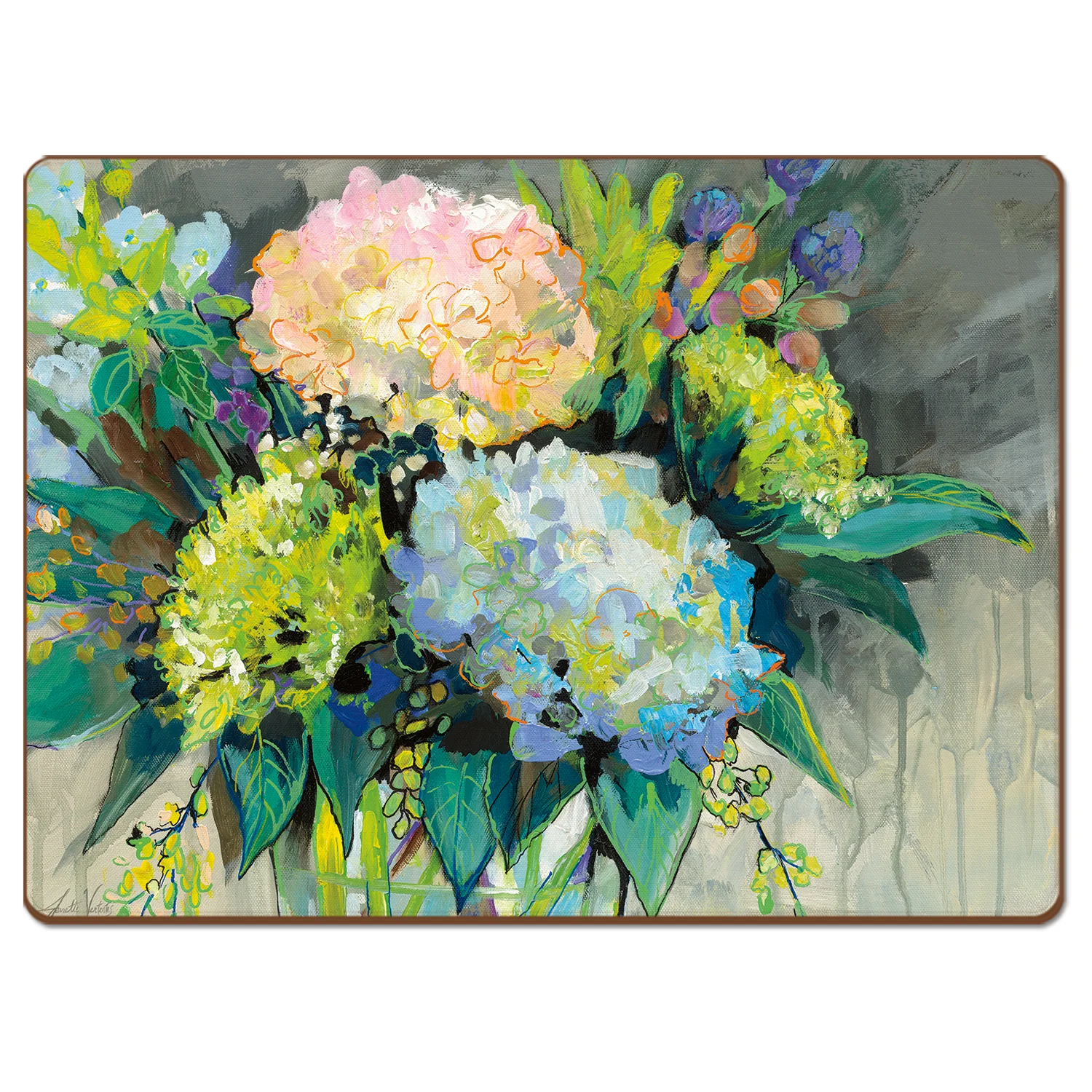 Highland Home Hardboard Cork-Backed Placemats – Hydrangeas from the Garden – Set of 4
