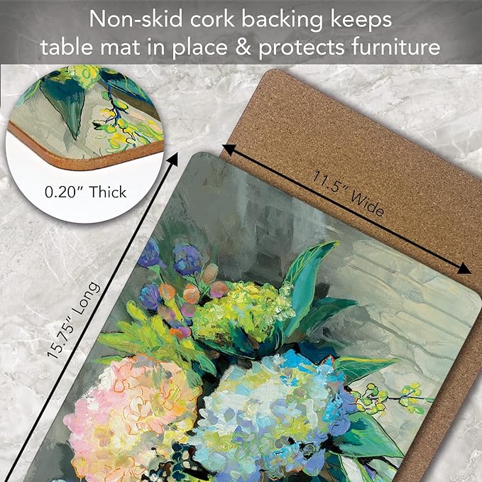 Highland Home Hardboard Cork-Backed Placemats – Hydrangeas from the Garden – Set of 4 - Image 3