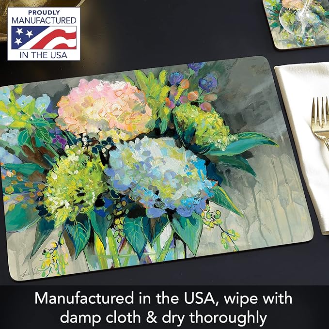 Highland Home Hardboard Cork-Backed Placemats – Hydrangeas from the Garden – Set of 4 - Image 5