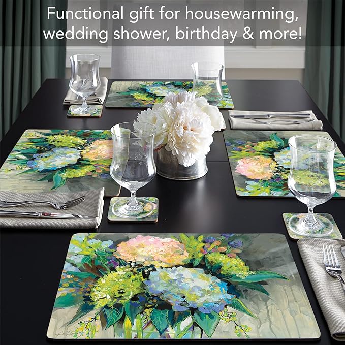 Highland Home Hardboard Cork-Backed Placemats – Hydrangeas from the Garden – Set of 4 - Image 6