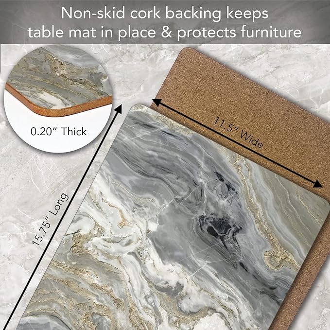 Highland Home Hardboard Cork-Backed Placemats – Quartz – Set of 4 - Image 3