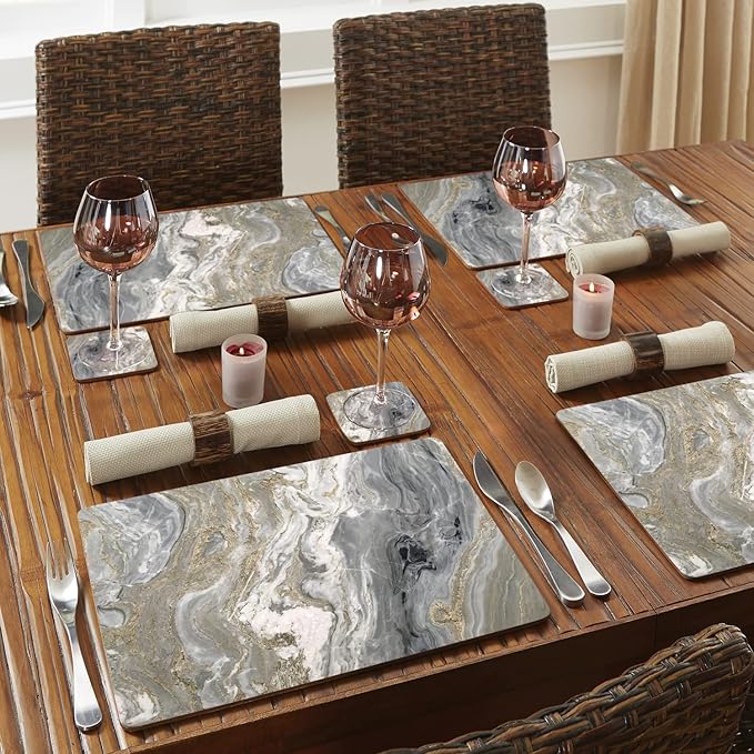 Highland Home Hardboard Cork-Backed Placemats – Quartz – Set of 4 - Image 5